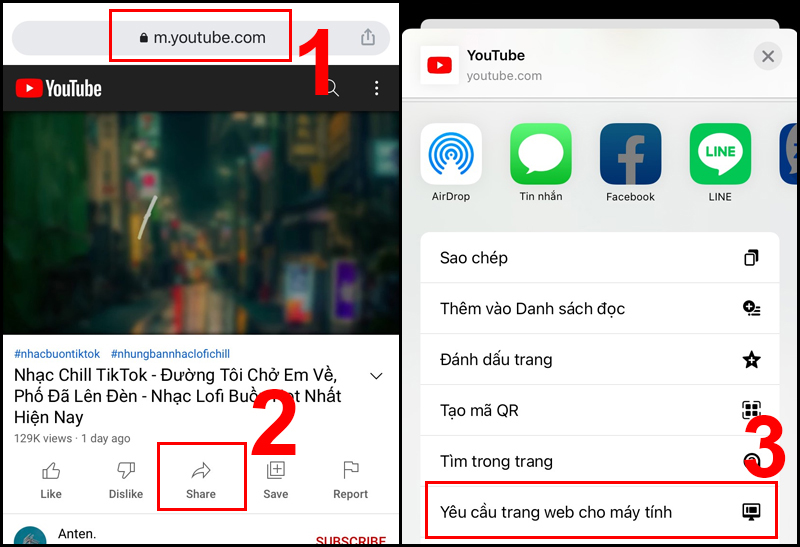 Chọn nhạc và mở trình duyệt Chrome ở dạng web máy tính